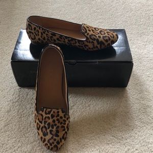 J.Crew Leopard Calf Hair Cora Loafers.  Size 6